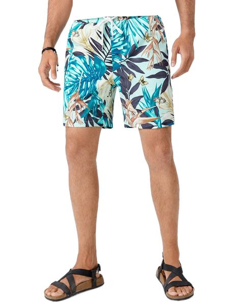 

men tropical print drawstring waist shorts a8ol#, White;black