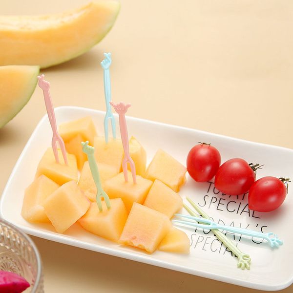 50 pçs / lote descartável talheres Fruit Fruit Mini Crianças Snack Bolo Sobremesa Comida Frutas Pick Potherpick Bento almoço Decoração de festa