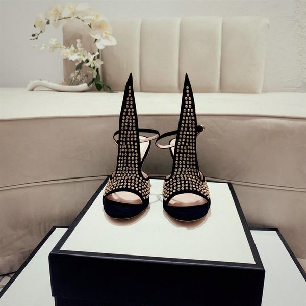 

- women high heels pumps designer party queen sandals shimmer suede sandals with crystals stiletto heel comfortable size 3311w, Black