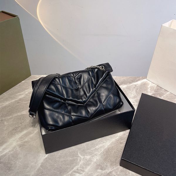 

vintage women loulou puffer genuine leather designer bag classic fashionable handbag shoulder crossbody bags chain cross designer handbags d