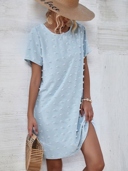 

swiss dot tunic dress n6x2#, Black;gray