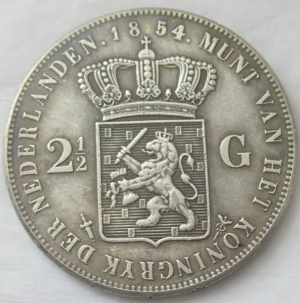 

1854 netherlands 2 1/2 gulden silver copy coins brass craft ornaments replica coins home decoration