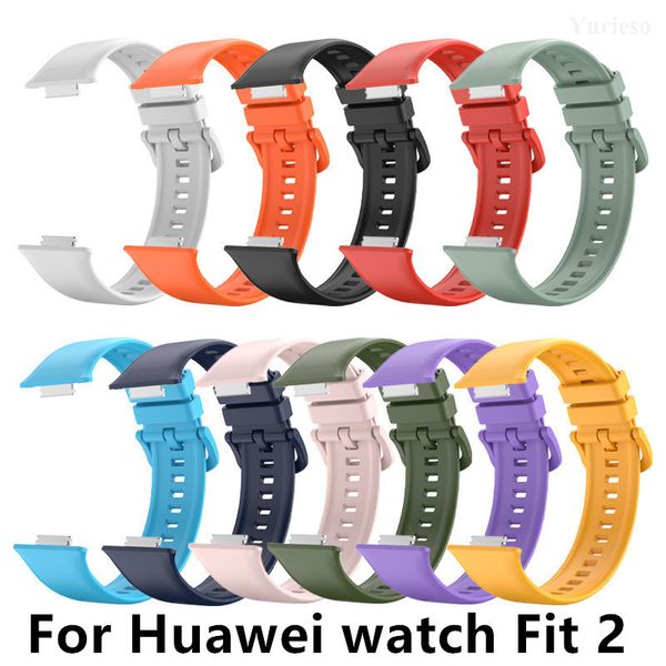 Silikonband für Huawei Watch FIT 2 Armband Smart Handgelenk Armband Metallschnalle Sport Ersatzarmband Fit2 Correa Zubehör Männer Frauen Universal