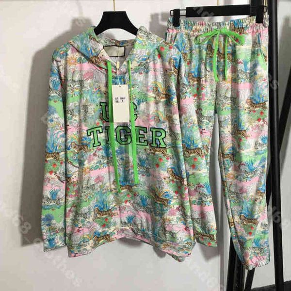 

designer women's two piece pants tiger print long sleeve hoodies pant tracksuit fashion tracksuit fashion trend high end womens clothes, White