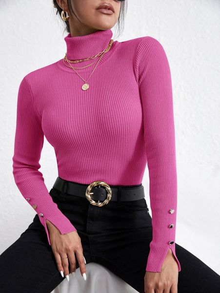 

turtle neck ribbed knit sweater z3fp#, White;black