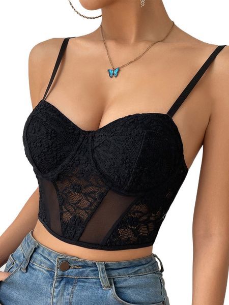 

contrast lace bustier cami y3lj#, White