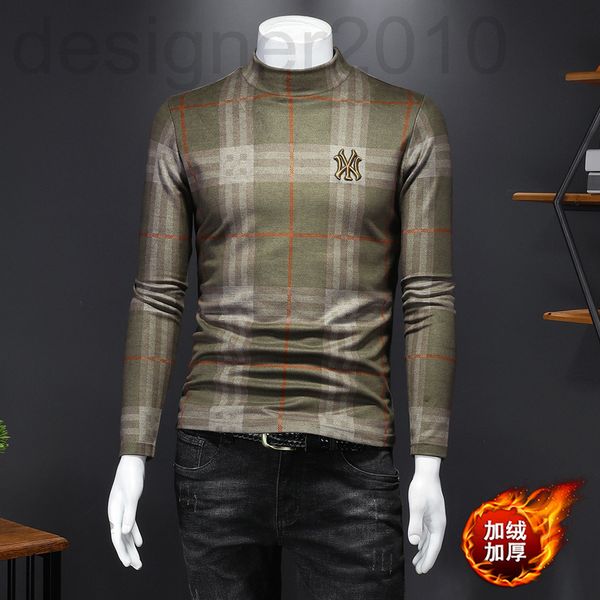 

men's t-shirts designer printed high collar bottomed shirt autumn winter men's long sleeved t-shirt pullover slim fit plush, White;black