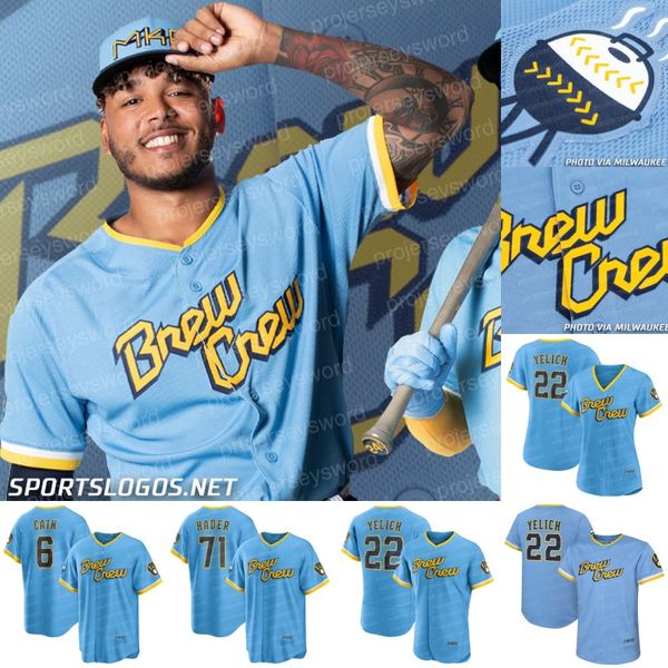 

brewers corbin burnes 2022 city connect jersey milwaukee christian yelich rowdy tellez willy adames keston hiura josh hader mccutchen omar n, Blue;black
