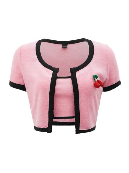 

mod cherry appliques hook and eye & cami 83tf#, White