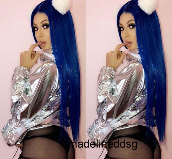 

long straight blue high temperature wigs for black white women cosplay party daily synthetic wig with baby hairfactory direct 8da4