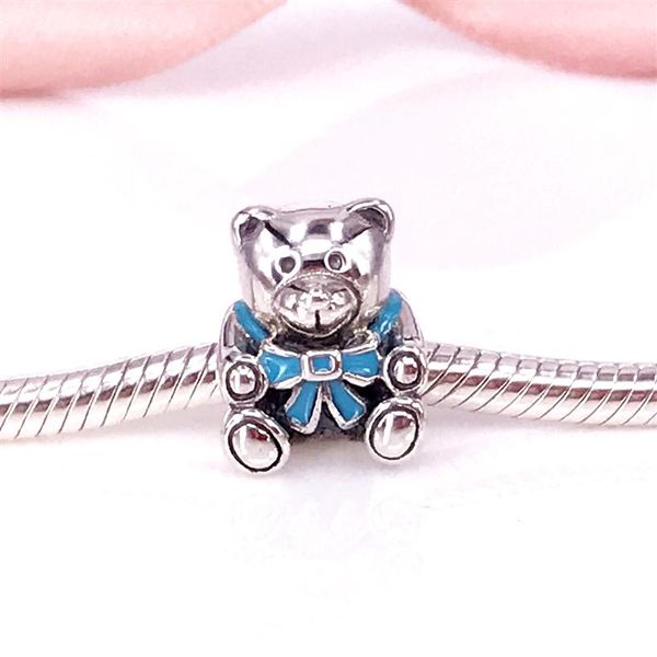 

it is a boy teddy bear charm blue enamel charm fit diy pandora bracelet authentic 925 sterling silver fine jewellery 791124en41276i, Black