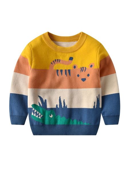 

toddler boys color block tiger & pattern sweater she, Blue