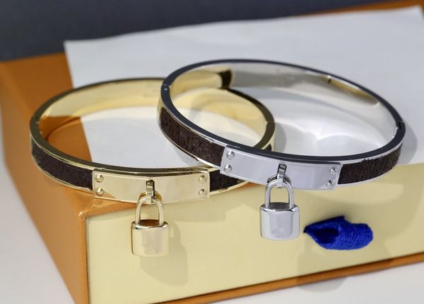 

classic luxury designer printing bracelet lock bangle women rose gold silver 3 colors couple love gift bracelets jewelry with box, Black