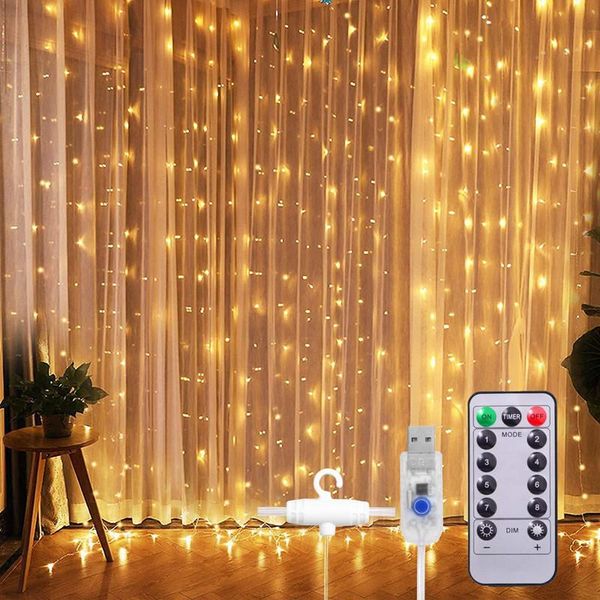 Strings Led Lights 3M Christmas Fairy String telecomando USB lampada per tende decorazione natalizia per la finestra della camera da letto domesticaLED