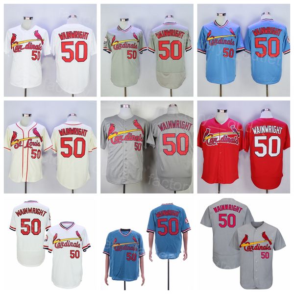 

men vintage baseball 50 adam wainwright jersey 1978 1982 1985 retro throwback sport cool base pullover black red white beige grey navy blue, Blue;black