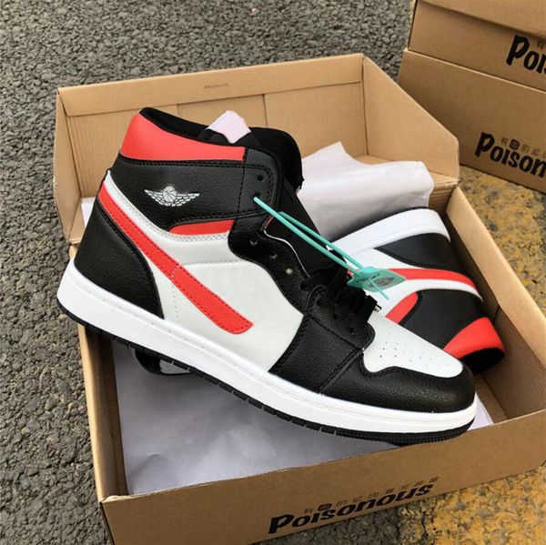 

shoes jumpman 1 og high black gym red 1s white sail men women sneakers 555088-061 shoe