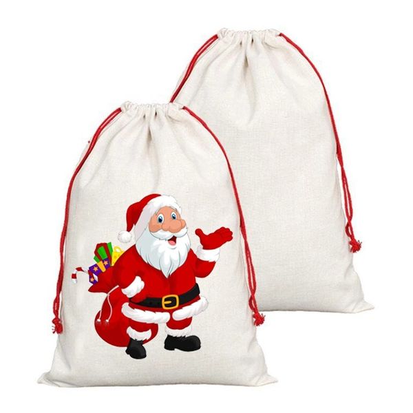 

wholesale sublimation blank santa sacks diy personalized drawstring bag christmas gift bags in stock by sea sxjul20