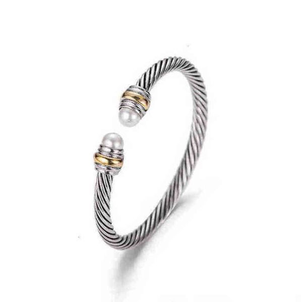 

bracelet luxury dy designer twisted pearl head women bangles fashion versatile twist bracelets jewelry platinum plated wedding gifts bangle, Black