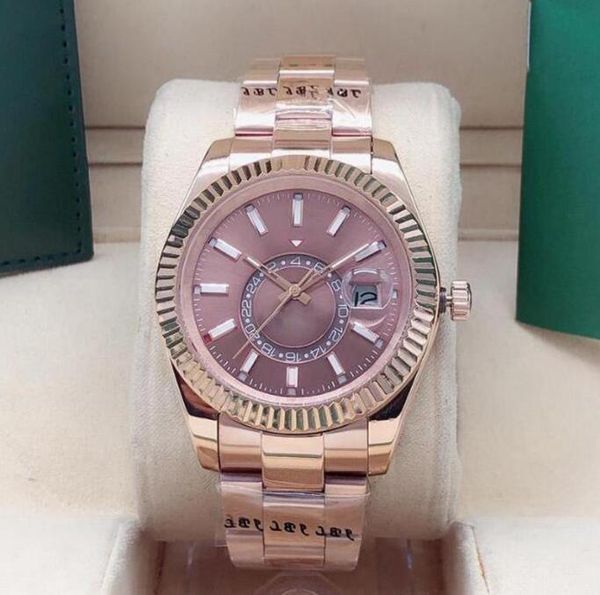 

automatic mechanical wristwatch men's 42mm stainless steel watchband tape watchband sports waterproof luminous watch, Slivery;brown