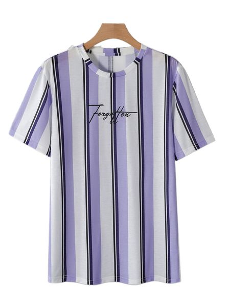 

men random striped & letter graphic tee j8xc#, White;black