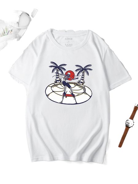 

men tropical and skeleton print tee z2rm#, White;black