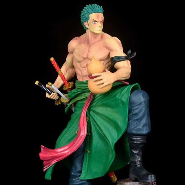

one piece anime figure gk roronoa zoro new world classic battle action figure hand can changed 37cm g09163025