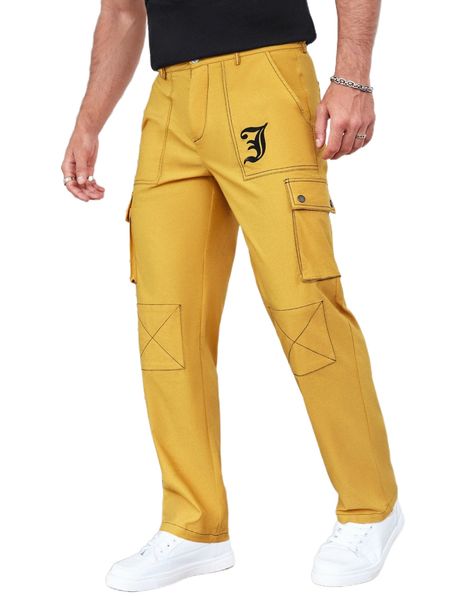 

x jack b. wiese men letter graphic flap pocket cargo pants x0ik#, Black