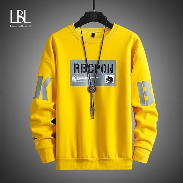 LBL Primavera Outono Color Sólido Casual Mens Hoodies Moletons Homens Forma Harajuku Streetwear Sueter Tops 220406