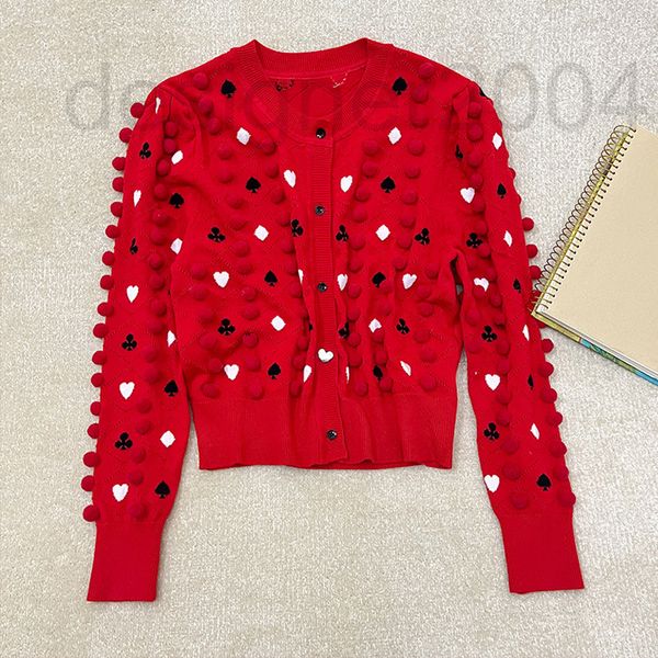 

women's sweaters designer high edition spring new wool jacquard short cardigan sweater aging red round neck coat female ngj2, White;black