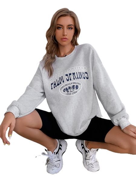 

tree and letter graphic sweatshirt x2nh#, Black