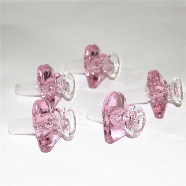Уникальная розовая любовь форма сердца Стеклянная чаша для кальяна бонга водяной трубы 14 мм 18 мм мужской стабилет Огробильный масло.