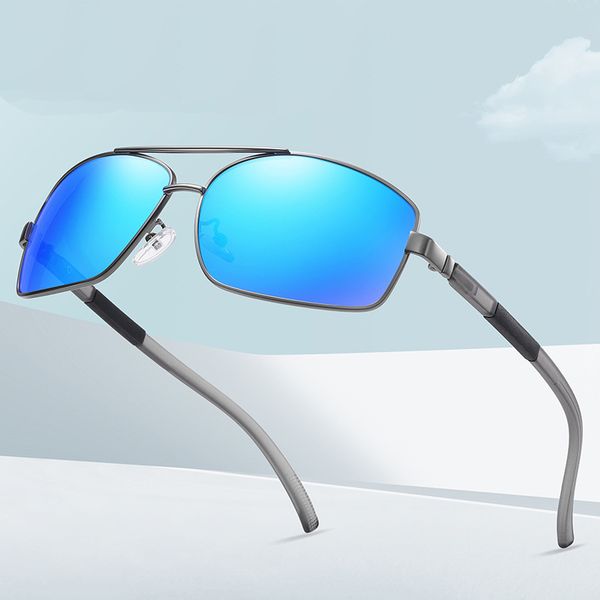 

small rectangle double bridge polarized square sunglasses men driving sun glasses pchromic night vision lens a692, White;black