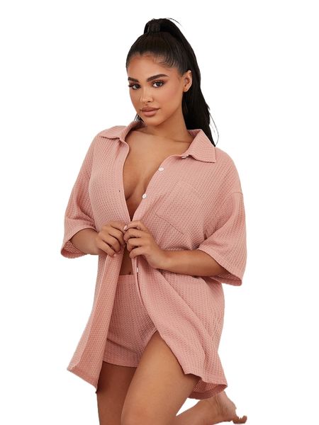 

patched pocket drop shoulder lounge set h8kr#, Black;red
