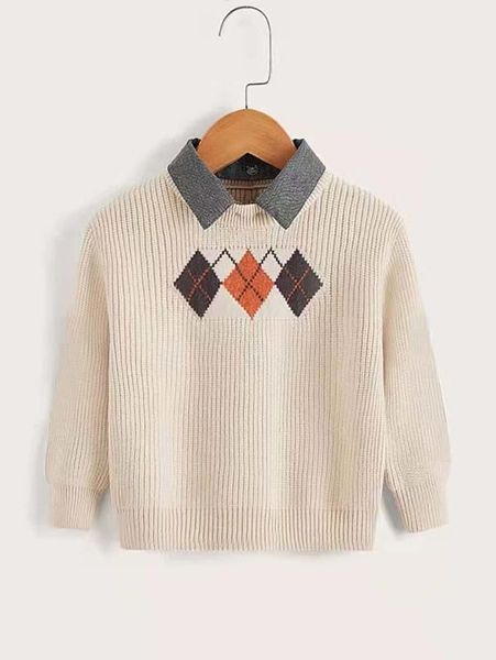 

toddler boys argyle pattern collar neck sweater she02, Blue