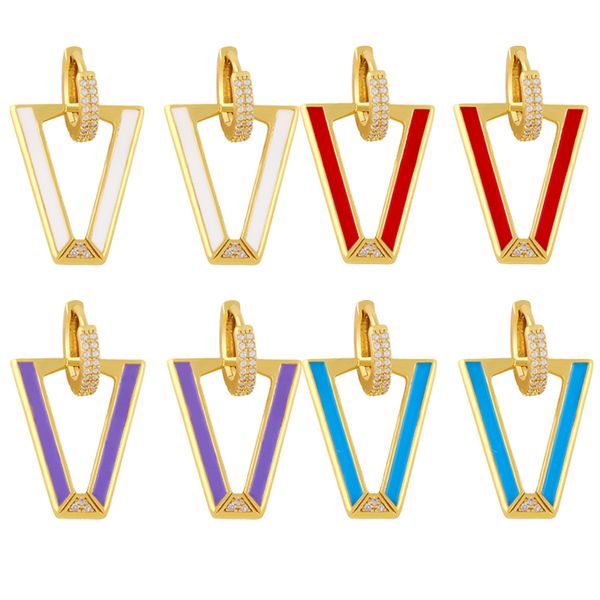

y2k fashion simple triangle geometric drop earring for women korean candy color dripping oil ear ring trendy party jewelry gifts 220718, Golden;silver