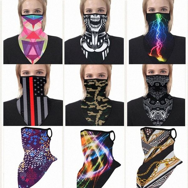 

new triangle half face shield men women breathable sunscreen bandanas scarf sports hanging ear face scarf reusable c4gc#, Blue;gray
