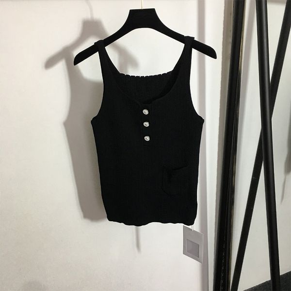 

new summer women's tanks knitted vest suspenders sleeveless botton luxury brand t shirt camisole tight designer 2022 female's, White