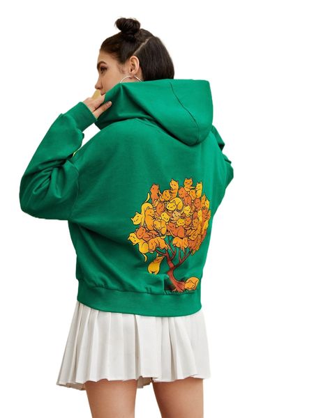 

x tobefonseca cartoon graphic drop shoulder hoodie c9bm#, Black