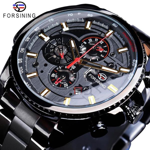 

wristwatches 2022 classic black clock steampunk series complete calendar men's sport mechanical automatic watches top, Slivery;brown