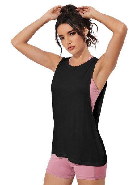 

solid drop armhole sports tank 164a#, Gray