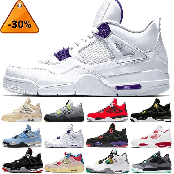 

lightning men jumpman 4 4s high basketball shoes sail bred kaws fire red thunder taupe haze university blue soft outdoor, Black