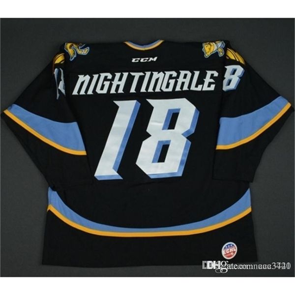 MTH THR TAGE Homens Jared Nightingale- Toledo Walleye Echl Capitães Capitães Club Jersey Hockey Jersey ou Personalizado Qualquer nome ou Número Retro Jer