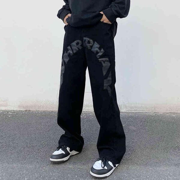 

men's jeans high street vibeins european and american printing letters street men's loose jeans y2k pants men pants ins t220726, Blue