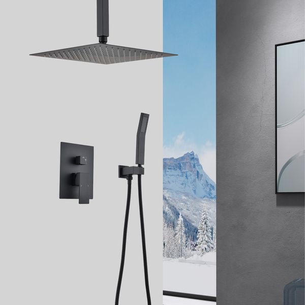 

in-ceiling shower system combo kit with handheld 12" shower head