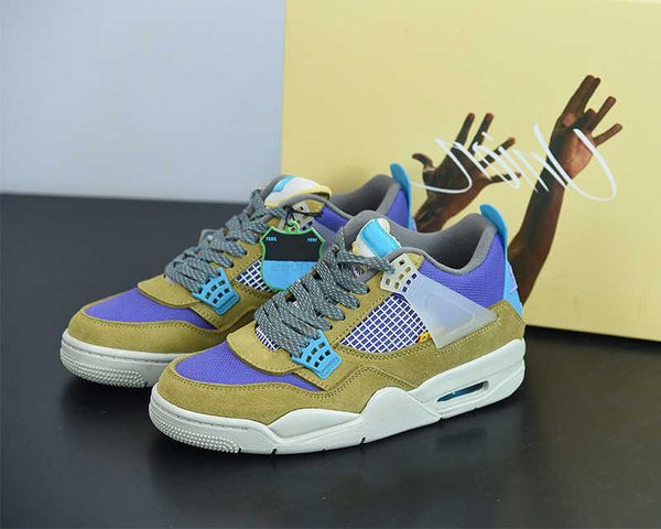 

shoes union jumpman 4 desert moss 4s fashion shoe mens womens basketball outdoor sneakers