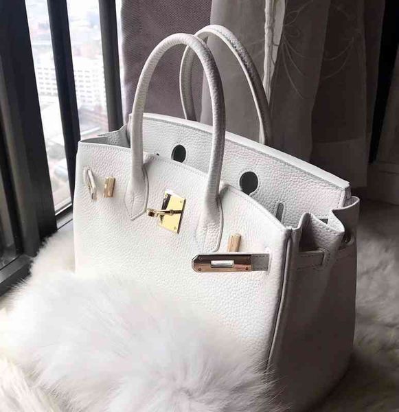 

herme birkins with cow leather and litchi pattern one shoulder messenger bag solid color handbag