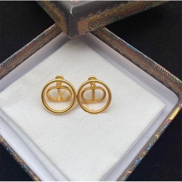 

the new 74% off light luxury niche net red naked fashion earrings female letter cd simple temperament versatile earrings, Golden