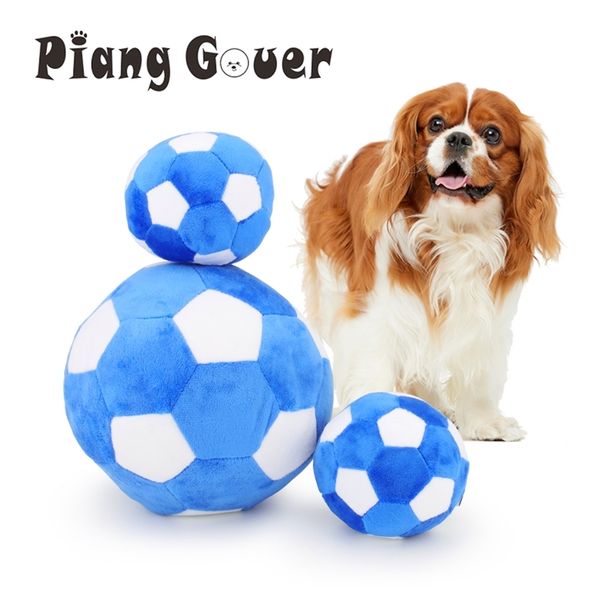 S/L Football Dog Toy Puppy Som Chew Bite Big Ball Plush Pet Squeak Para pequenos cães grandes treinando 220510