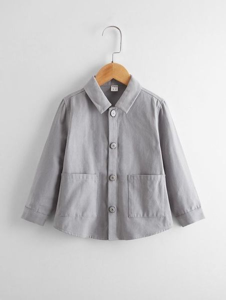

toddler boys pocket patched button up coat she, Blue;gray