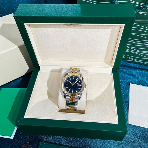 

sw mens sports watch black dial 41mm sapphire crystal large date 904l stainless steel m126333 strap foldover clasp automatic mechanical 0014, Slivery;brown